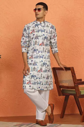 tradition printed cotton long kurta