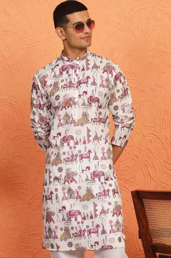 tradition printed cotton long kurta