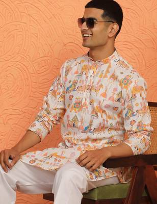 tradition printed cotton long kurta 1