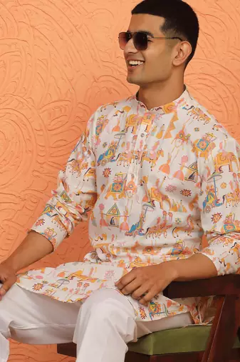 tradition printed cotton long kurta