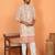 cotton blend floral printed chikankari beige kurta