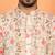 cotton blend floral printed chikankari beige kurta