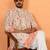cotton blend floral printed chikankari beige kurta