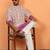 cotton blend floral printed chikankari purple kurta