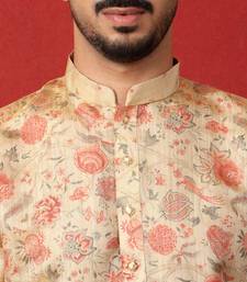 silk floral printed beige kurta