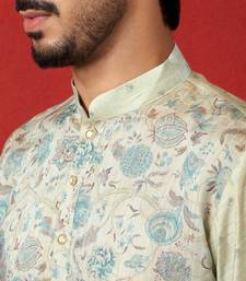 silk floral printed blue kurta