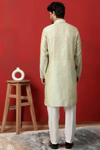 silk floral printed blue kurta
