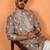 silk floral printed blue kurta
