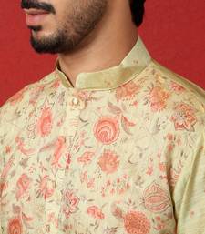 silk floral printed pista kurta