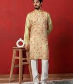 silk floral printed pista kurta