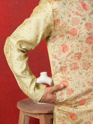 silk floral printed pista kurta 4