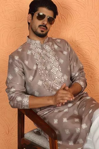 silk floral printed pista kurta