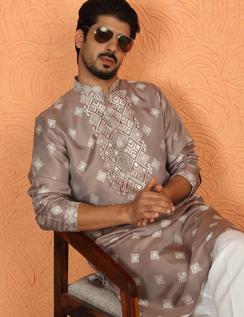 silk floral printed pista kurta