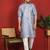 silk jacquard embroidered woven design blue kurta