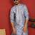 silk jacquard embroidered woven design blue kurta