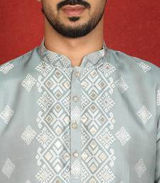 silk jacquard embroidered woven design green kurta