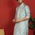 silk jacquard embroidered woven design green kurta