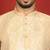 silk jacquard embroidered floral design beige kurta