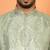 silk jacquard embroidered floral design green kurta