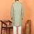 silk jacquard embroidered floral design green kurta