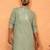 silk jacquard embroidered floral design green kurta