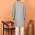 silk jacquard embroidered floral design grey kurta