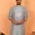 silk jacquard embroidered floral design grey kurta