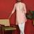 silk jacquard embroidered floral design pink kurta