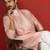 silk jacquard embroidered floral design pink kurta
