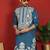 cotton silk blue embroidered floral design kurta