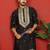cotton silk zari embroidered yoke design black kurta