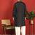 cotton silk zari embroidered yoke design black kurta