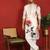 cotton silk floral printed anchor neck work beige kurta