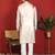 cotton silk floral printed anchor neck work beige kurta