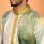 cotton silk floral printed anchor neck work green kurta
