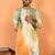 cotton silk floral printed anchor neck work green kurta