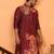 cotton silk floral printed anchor neck work maroon kurta
