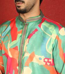 cotton silk floral printed anchor neck work multicolor kurta