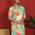 cotton silk floral printed anchor neck work multicolor kurta