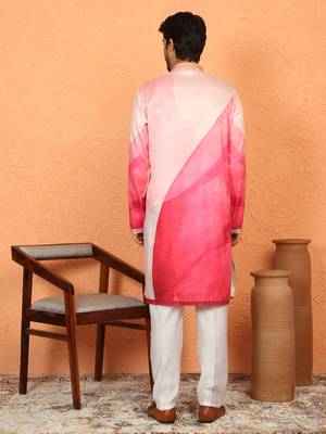 cotton silk floral printed anchor neck work pink kurta 3