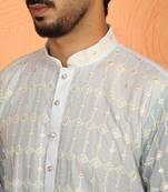 cotton silk ombre embroidered green kurta