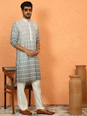 cotton silk ombre embroidered green kurta 2