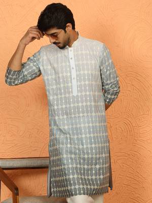 cotton silk ombre embroidered green kurta 5