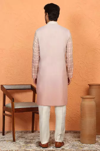 cotton silk ombre embroidered pink kurta