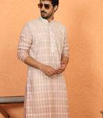 cotton silk ombre embroidered pink kurta