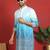 ethnic ombre cotton silk with floral embroidered detail daman work blue kurta