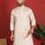 ethnic cotton silk mirror work with floral embroidered detail daman work beige kurta