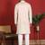 ethnic cotton silk mirror work with floral embroidered detail daman work beige kurta