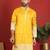 ethnic cotton silk mirror work with floral embroidered detail daman work yellow kurta