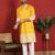 ethnic cotton silk mirror work with floral embroidered detail daman work yellow kurta